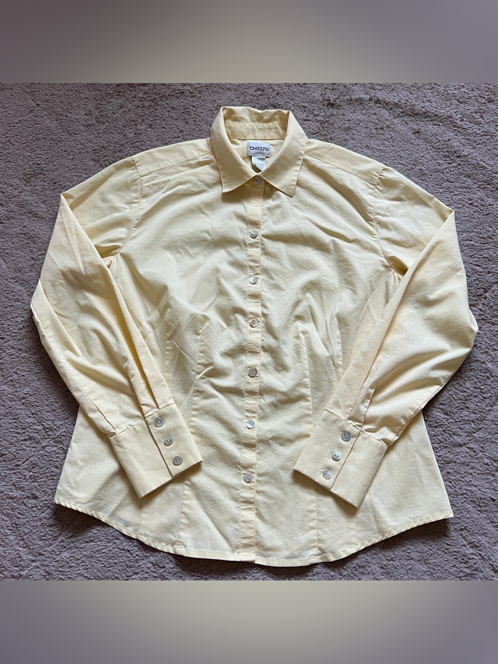 Chico’s Button Down Shirt Cotton Blend Office Business Capsule Minimalist Sz 1/M